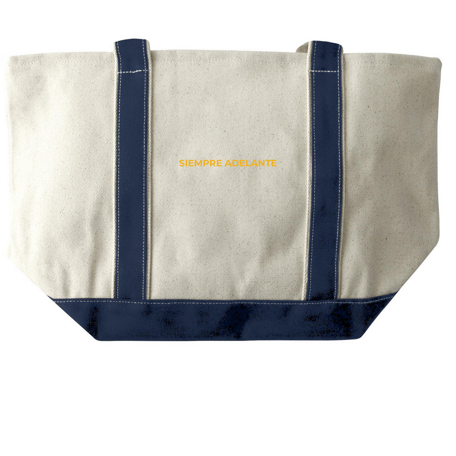 Tote Bags, a Natural/Navy Large Two-Tone Canvas Tote Bag (back-view)