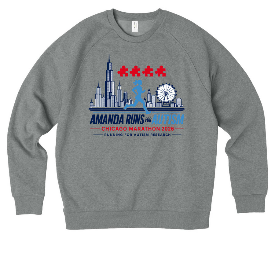 AK Runs for Autism, a Aluminum Grey Heather Allmade Organic CVC Crewneck Sweatshirt