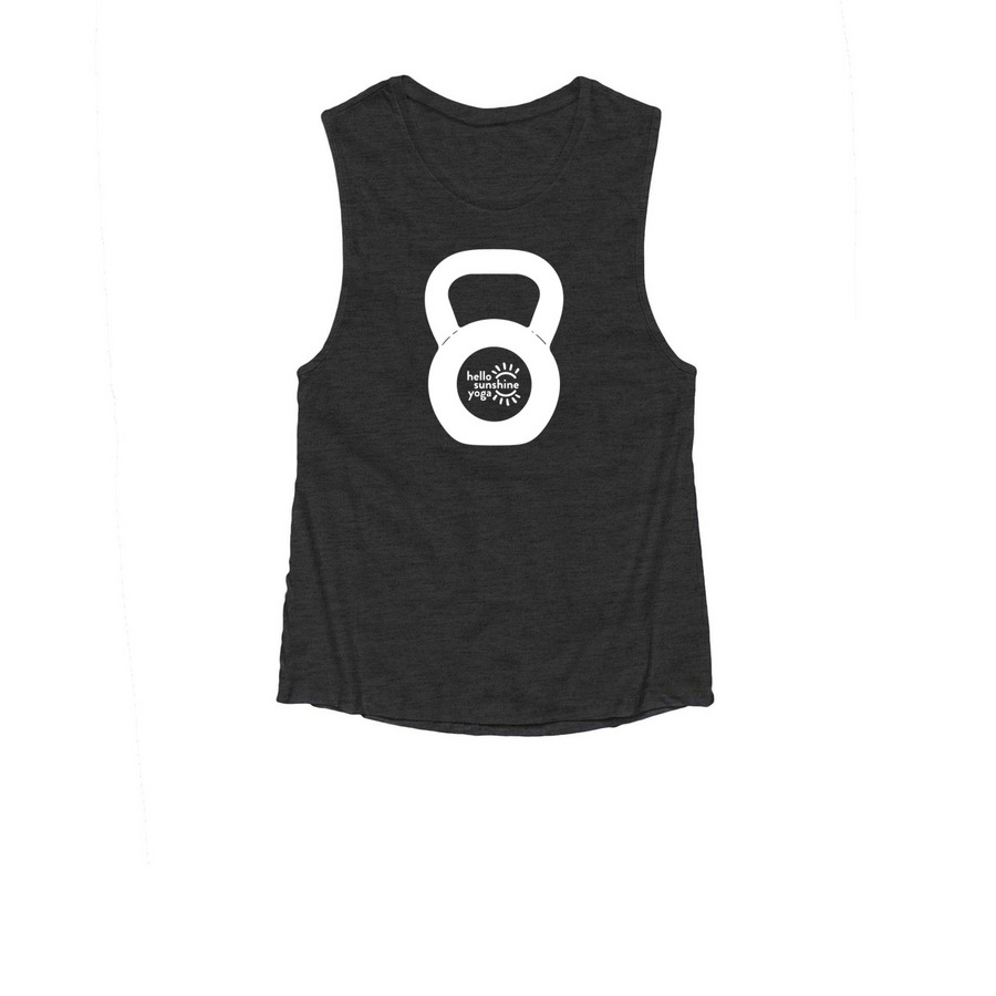 Kettlebell - White, a Dark Grey Heather Women's Muscle Tank