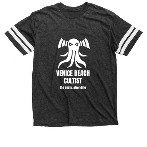 Venice Beach Cultist, a Vintage Smoke / White Football Jersey Tee