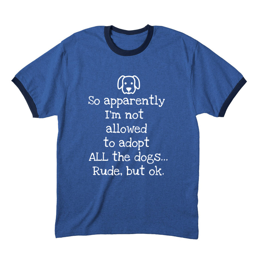 All the Dogs, a Heather Royal/ Navy Cotton Ringer Tee