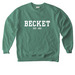 Camp Becket (White Print), a Light Green Comfort Colors Crewneck Sweatshirt
