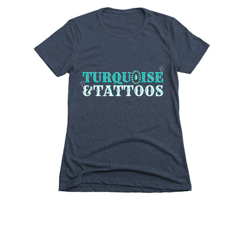 Turquoise & Tattoos, a Midnight Navy Women's Slim Fit Tee
