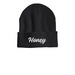 Honey Bean Beanie, a Heather Charcoal Printed Cuffed Beanie