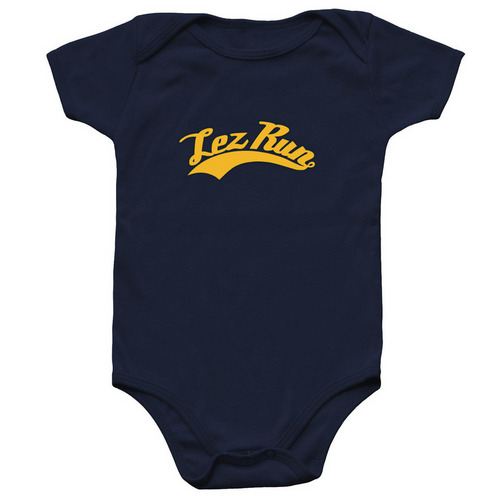 Lez Run Onesie, a Navy Infant Onesie