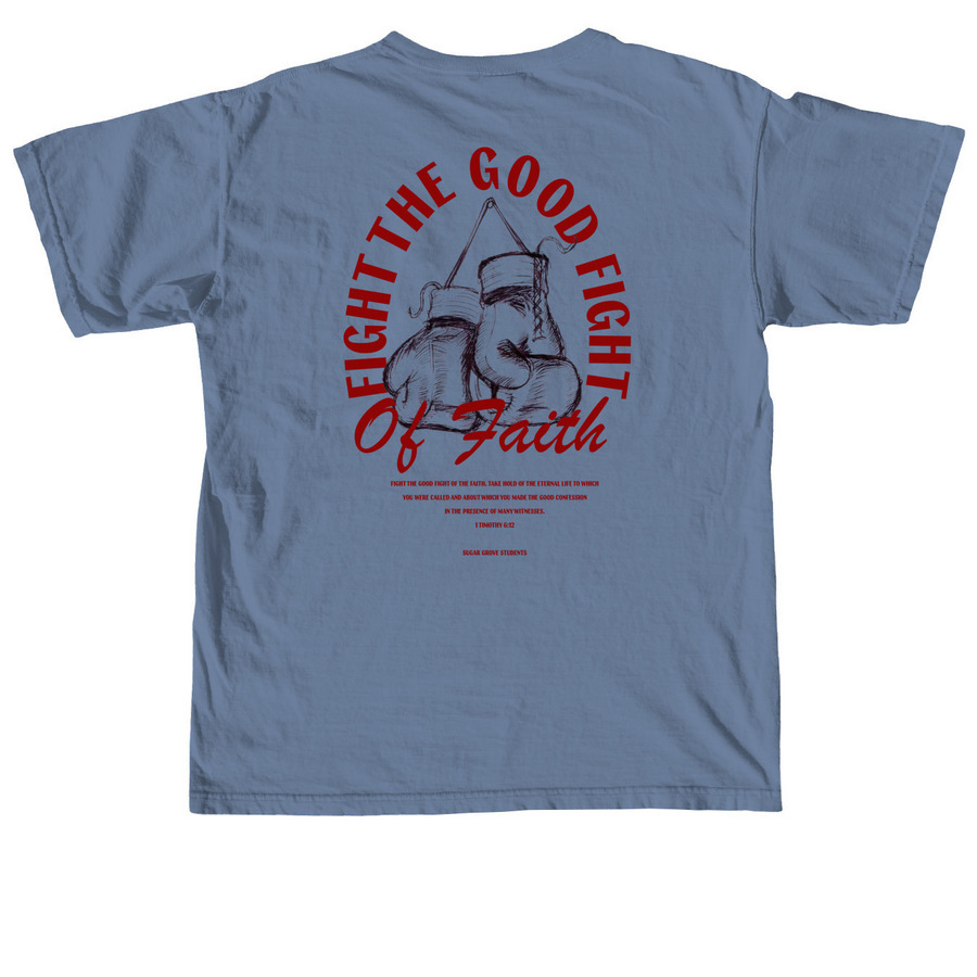 Fight The Good Fight, a Blue Jean Comfort Colors Unisex Tee (back-view)