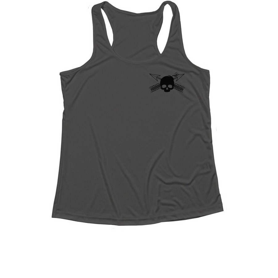 black logo front and back athletic, a Iron Grey Women's Performance Tank
