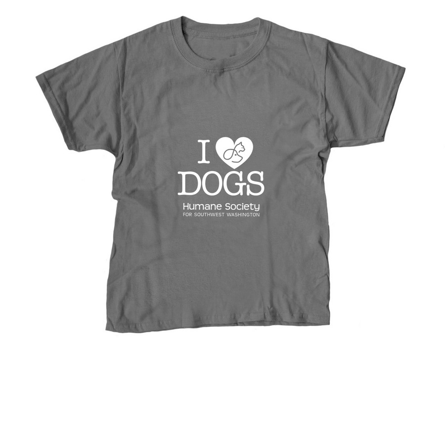 I Love Dogs, a Charcoal Youth Unisex Tee