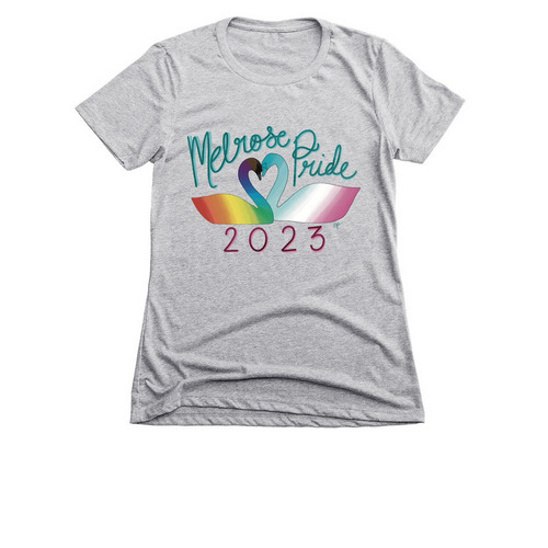 Melrose Pride 2023 | Swans Logo&nbsp;, a Dark Heather Grey Women's Slim Fit Tee