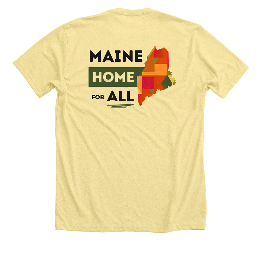 Adult Shirts - Home for All (Color), a Heather Yellow Gold Premium Unisex Tee (back-view)