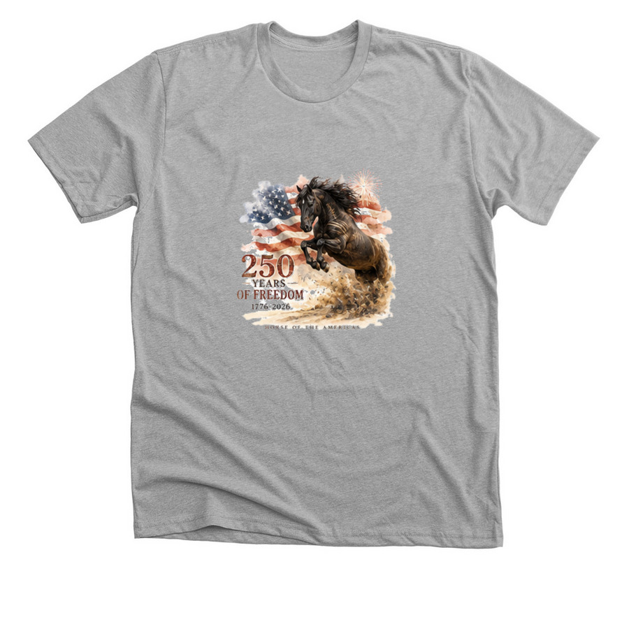 Horse of the Americas - Rowdy Yates 250th, a Athletic Heather Premium Unisex Tee