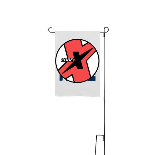 The Code-X Flag, a White 12" x 18" Yard Flag with Stake