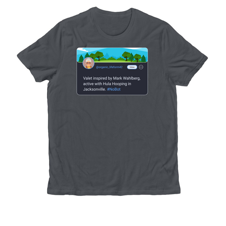 Hula Hooping Valet Tee-Bot, a Terrain Grey Allmade Organic Cotton Unisex Tee
