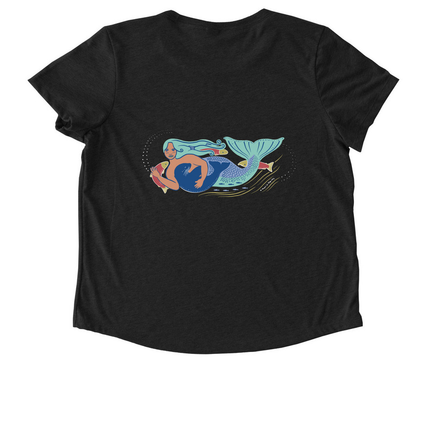 2022 Sedna - Mari in the Sky, a Space Black Allmade Eco Triblend Women?s Scoop Neck Tee (back-view)
