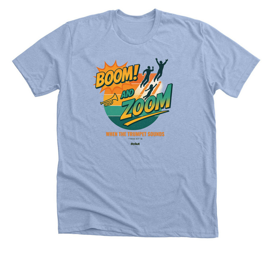 Boom & Zoom!&nbsp;, a Heather Baby Blue Premium Unisex Tee