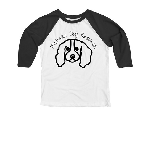 Future Dog Rescuer, a Black and White Youth 3/4 Sleeve Baseball Tee