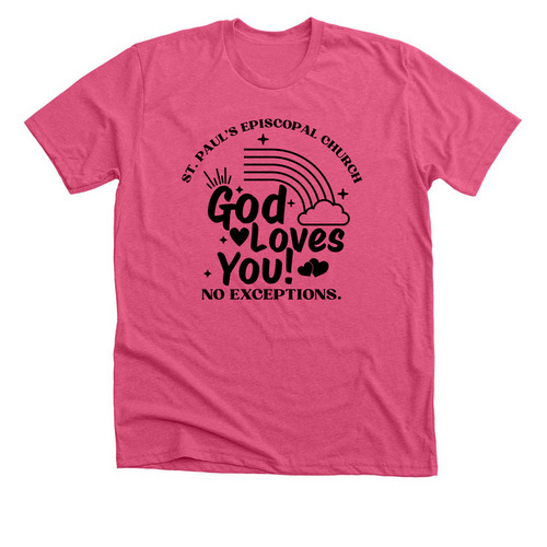 St. Paul's Pride Shirt, a Heather Charity Pink Premium Unisex Tee