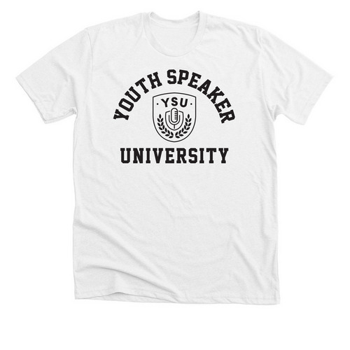 Youth Speaker University (v2), a Solid White Blend Premium Unisex Tee