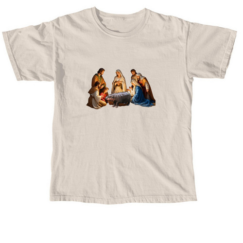 Nativity Scene ft. Moo Deng, a Ivory Comfort Colors Unisex Tee