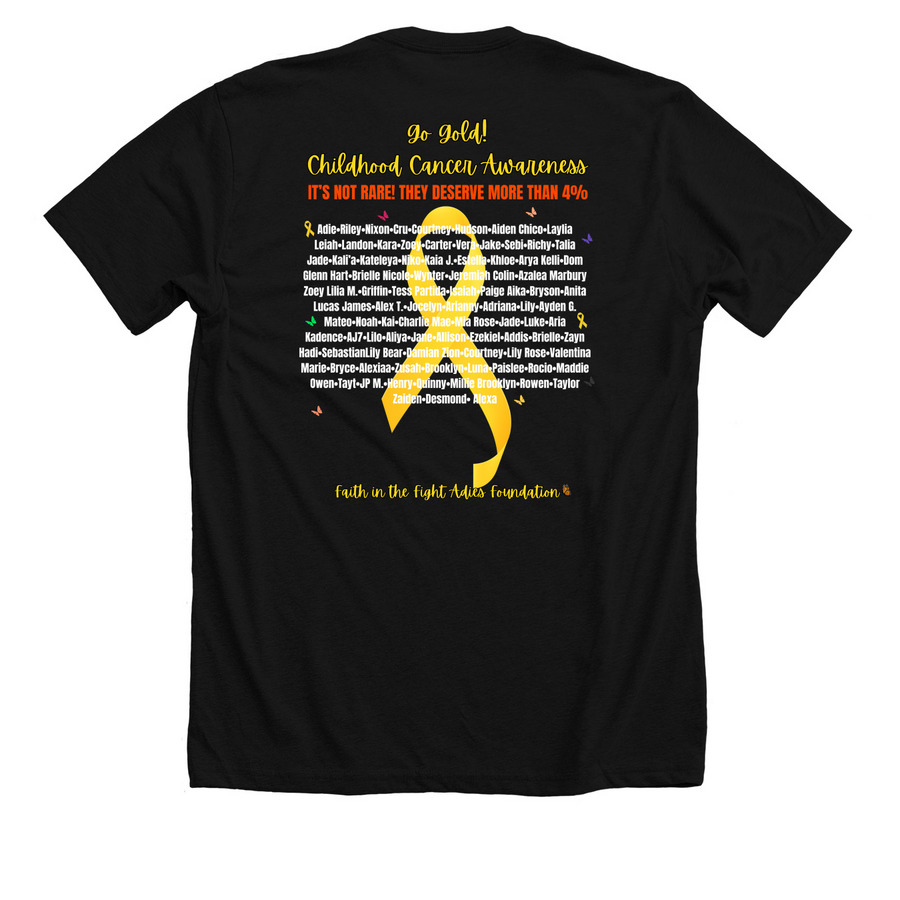 Wear Gold. Support Our Warriors., a Solid Black Blend Premium Unisex Tee (back-view)
