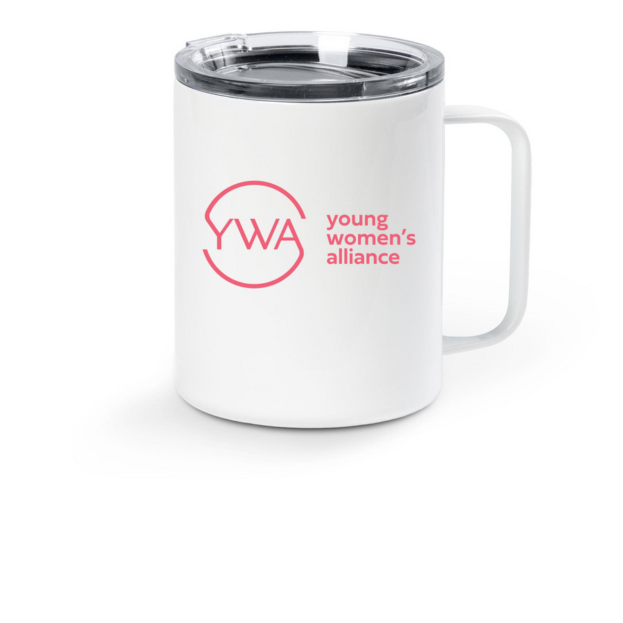 Young Women's Alliance Travel Mug, a White Stainless Steel Travel Mug