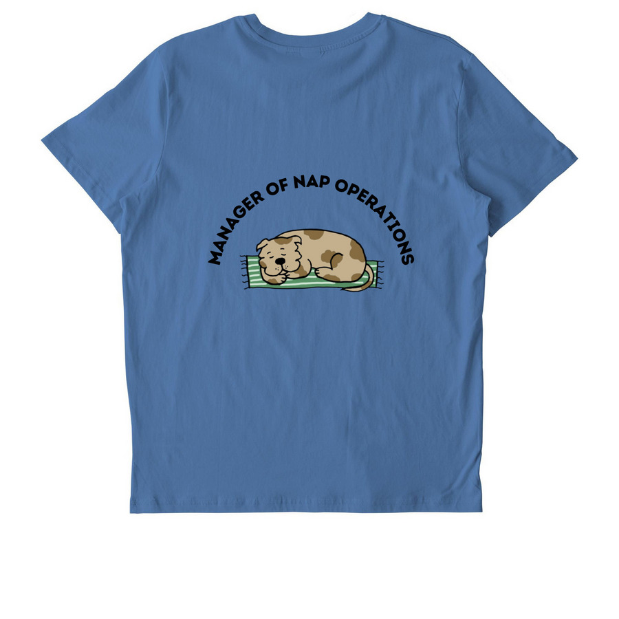Manager of Nap Operations, a Bright Blue Stanley/Stella Unisex Crafter Tee (back-view)