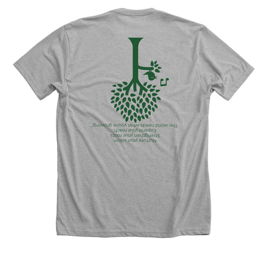 Rooted, a Athletic Heather Premium Unisex Tee (back-view)