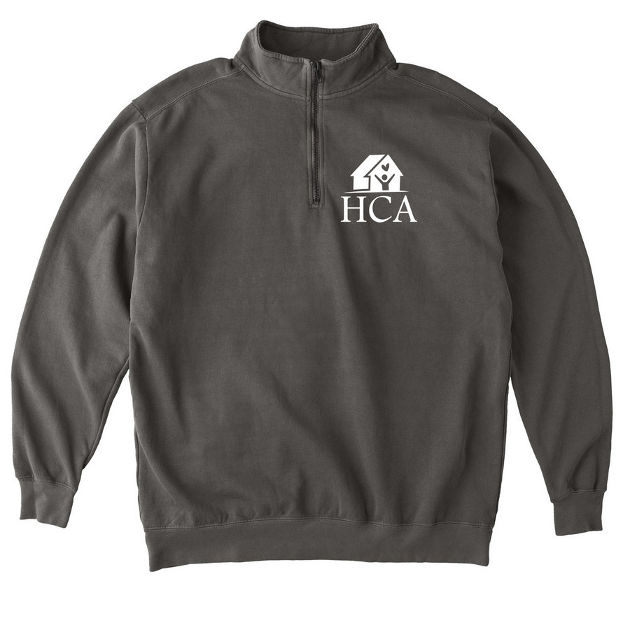 HCA Logo Zippered, a Pepper Comfort Colors Quarter Zip Pullover