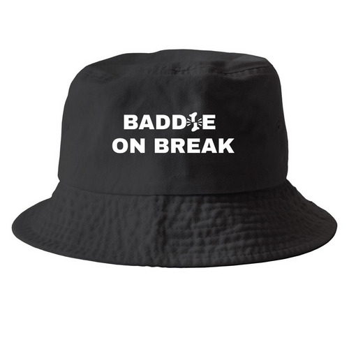 Baddie On Break Hat, a Black Printed Bucket Hat