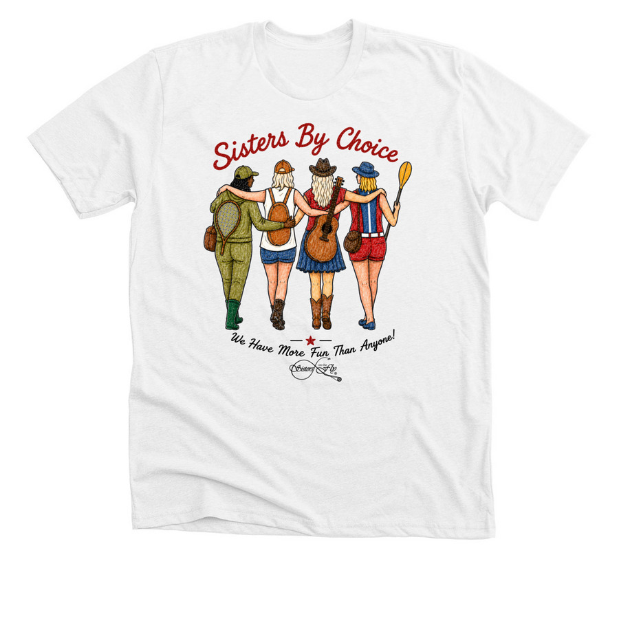 Sisters on the Fly, a Solid White Blend Premium Unisex Tee
