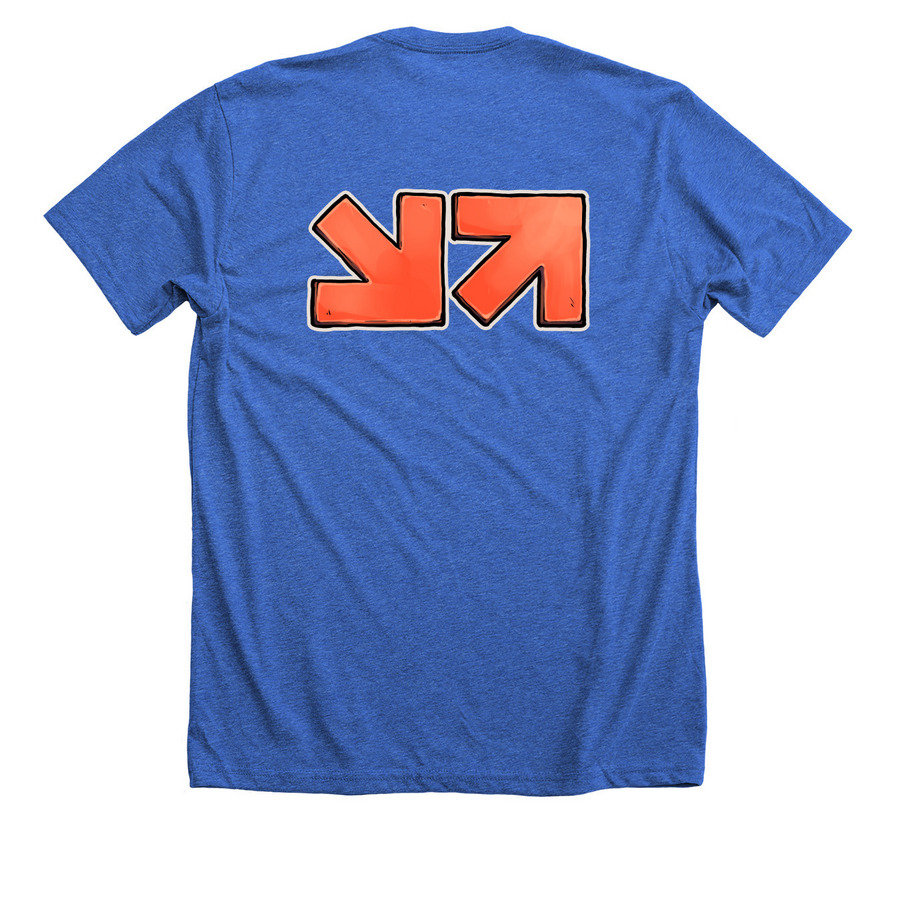 Max The Minnow, a Heather True Royal Premium Unisex Tee (back-view)