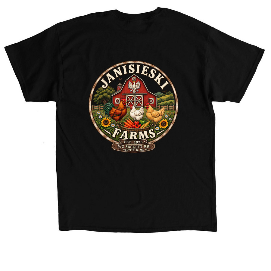 Janisieski Farms Merch Design #1, a Black Classic Unisex Tee (back-view)