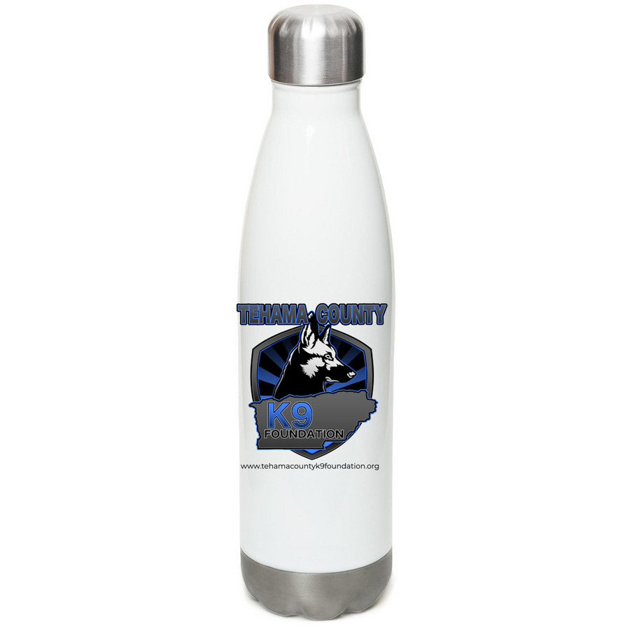 Tehama Co K9 Foundation, a White Stainless Steel Water Bottle