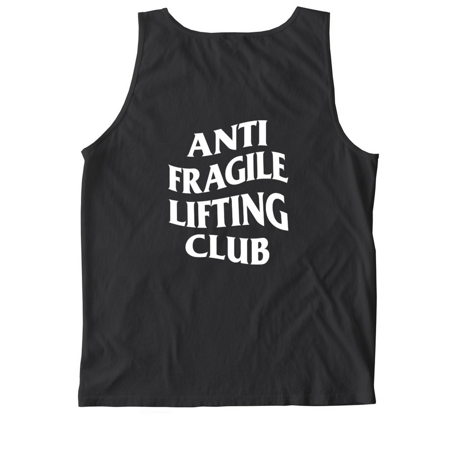 Anti Fragile Lifting Club, a Black Comfort Colors Tank Top (back-view)