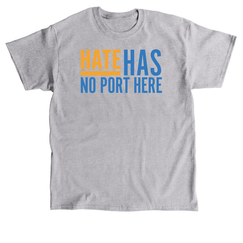Hate Has No Port Here | blue, a Sport Grey Classic Unisex Tee