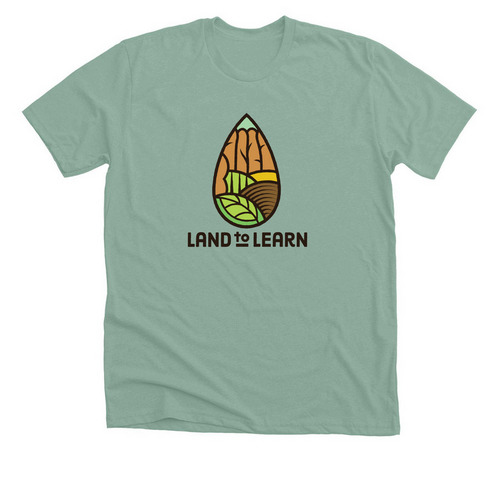 Land to Learn Logo Merch, a Heather Dusty Blue Premium Unisex Tee
