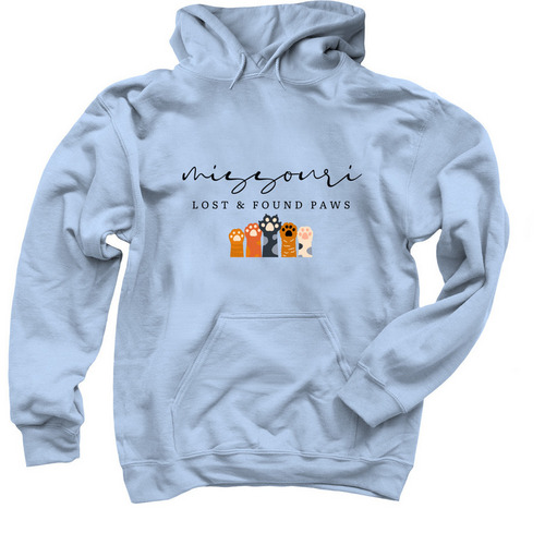MLFP (Black Font), Plain Back, a Light Blue Pullover Hoodie