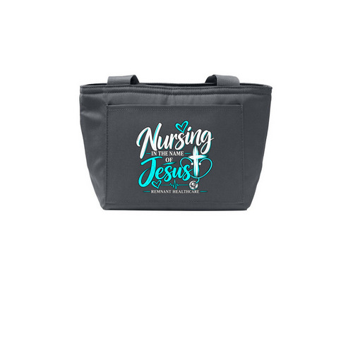 Nursing in the Name of Jesus - Lunch Tote&nbsp;, a Grey Steel Insulated Lunch Tote
