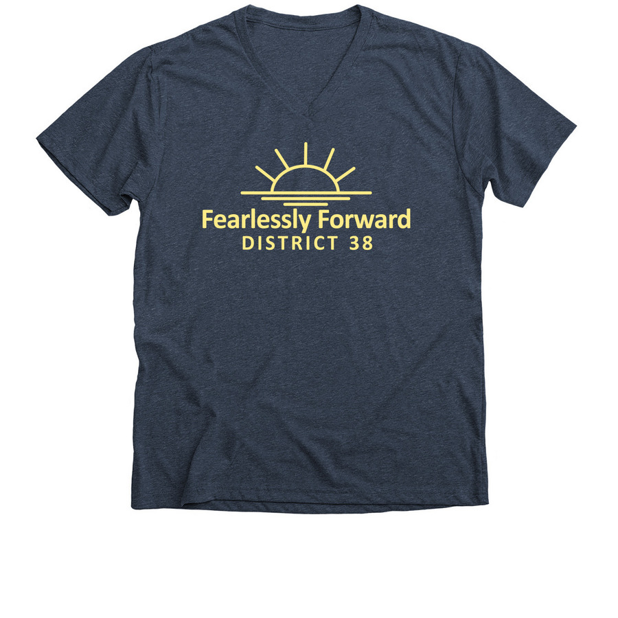 Fearlessly Forward Blue V-Neck, a Heather Navy Premium V-Neck Tee