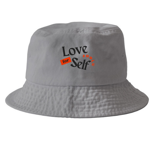 Love For Self #oolu, a Grey Printed Bucket Hat