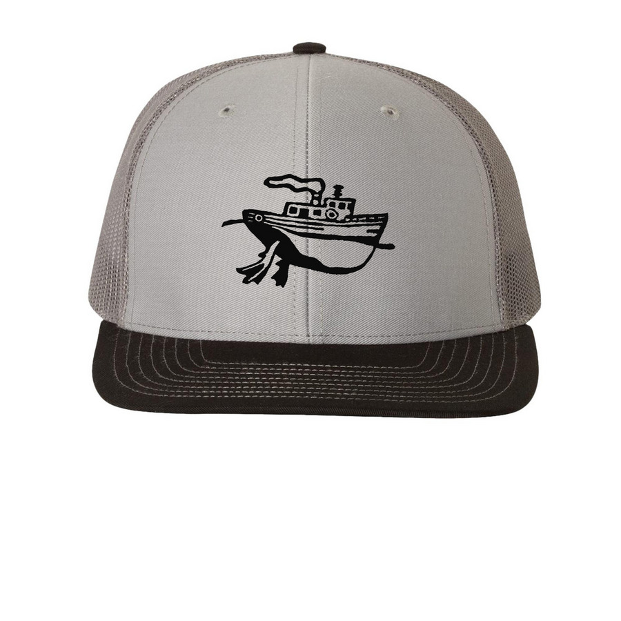 TugDuck Hat, a Grey/ Charcoal/ Black Printed Snapback Trucker Cap