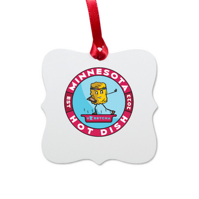 MN Hot Dish Ornament, a White Aluminum Square Ornament