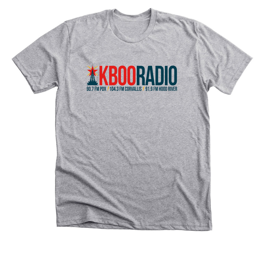 KBOO T-shirt: Classic Logo, a Athletic Heather Premium Unisex Tee