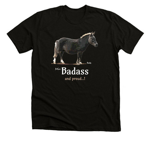 Rudy, our Badass mini-mule!, a Black Heather Premium Unisex Tee