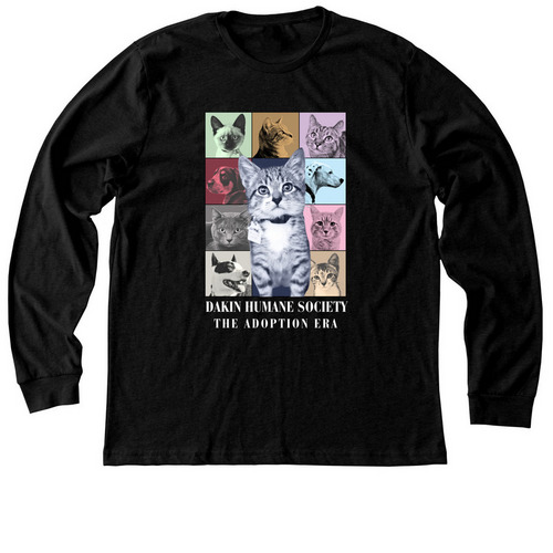 Dakin Adoption Era (white text version), a Black Heather Premium Long Sleeve Tee