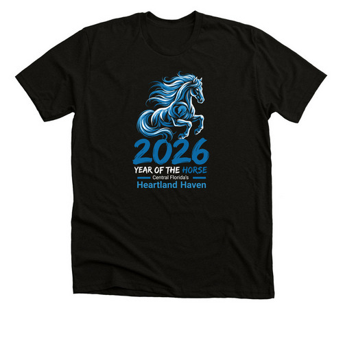 Heartland Haven - Year of the Horse, a Solid Black Blend Premium Unisex Tee