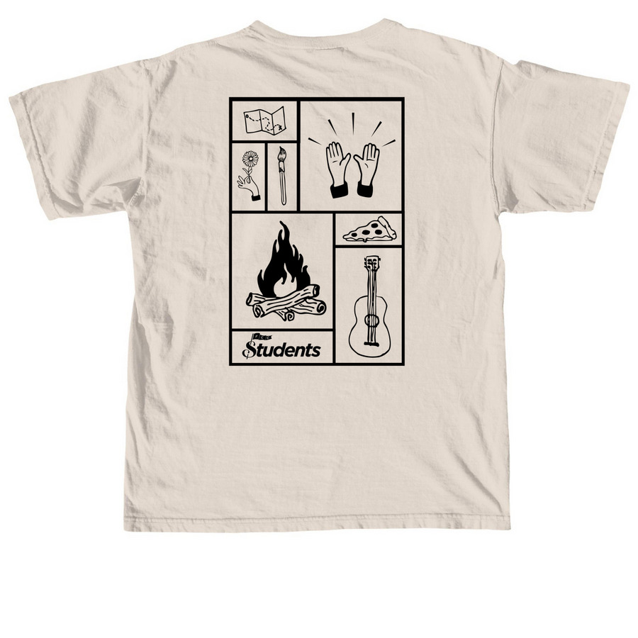 FCC Students Tiled Tee, a Ivory Comfort Colors Unisex Tee (back-view)