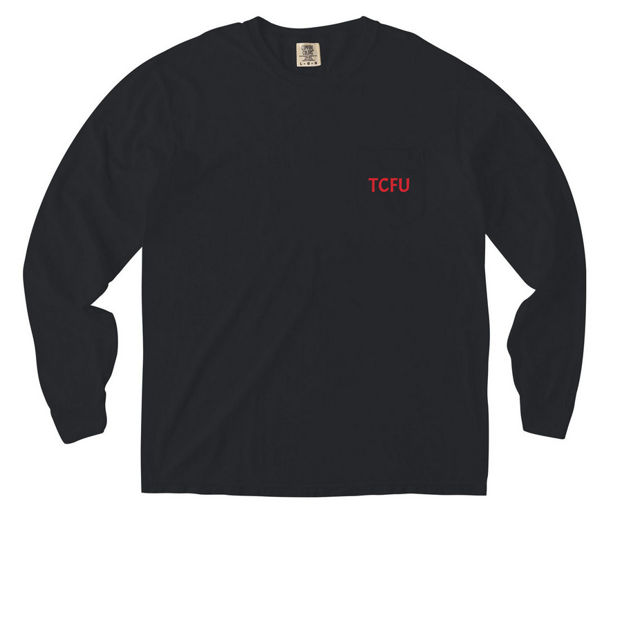 TCFU Pocket Tees, a Black Comfort Colors Long Sleeve Pocket Tee