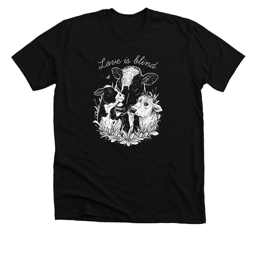 Love Is Blind - White on Black, a Solid Black Blend Premium Unisex Tee