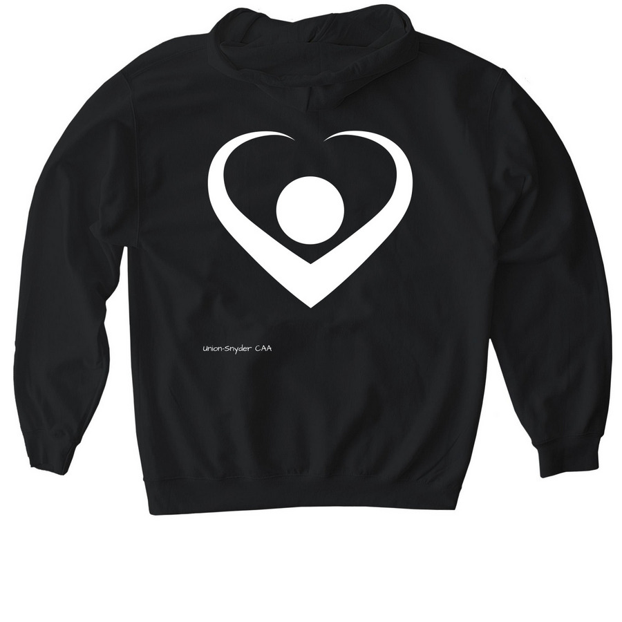 CAA Huggy Heart Pull Over Back Logo Hoodie, a Black Gildan Softstyle Pullover Hoodie (back-view)